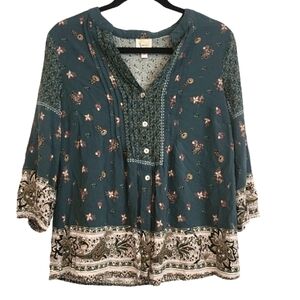 Fig & Flower Anthropologie Button down blouse floral size Medium